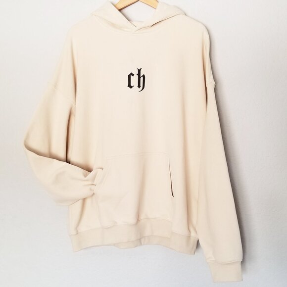 NEW Chinism Unisex Hoodie Sweatshirt L Beige CH Cozy Oversize Baggy SOFT $115 - Picture 15 of 16
